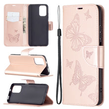 Load image into Gallery viewer, Two Butterflies Embossing  Pattern Horizontal Flip Leather Case with Holder &amp; Card Slot &amp; Wallet &amp; Lanyard, For Xiaomi Redmi Note 10 4G