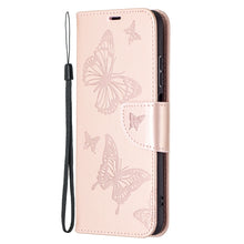 Load image into Gallery viewer, Two Butterflies Embossing  Pattern Horizontal Flip Leather Case with Holder &amp; Card Slot &amp; Wallet &amp; Lanyard, For Xiaomi Redmi Note 10 4G
