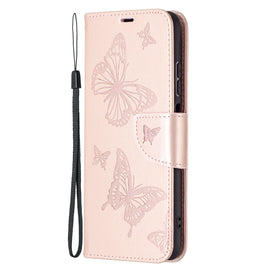 Two Butterflies Embossing  Pattern Horizontal Flip Leather Case with Holder & Card Slot & Wallet & Lanyard, For Xiaomi Redmi Note 10 4G