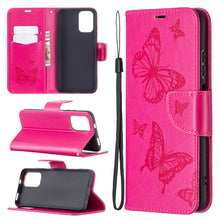 Load image into Gallery viewer, Two Butterflies Embossing  Pattern Horizontal Flip Leather Case with Holder &amp; Card Slot &amp; Wallet &amp; Lanyard, For Xiaomi Redmi Note 10 4G