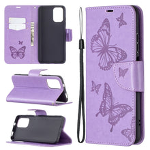 Load image into Gallery viewer, Two Butterflies Embossing  Pattern Horizontal Flip Leather Case with Holder &amp; Card Slot &amp; Wallet &amp; Lanyard, For Xiaomi Redmi Note 10 4G