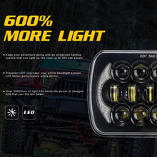 Load image into Gallery viewer, 7 inch(5X7)/(7X6) H4 DC 9V-30V 30000LM 300W 8LEDs Car Square Shape LED Headlight Lamps for Jeep Wrangler, 8LEDs