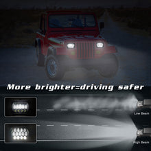Load image into Gallery viewer, 7 inch(5X7)/(7X6) H4 DC 9V-30V 30000LM 300W 8LEDs Car Square Shape LED Headlight Lamps for Jeep Wrangler, 8LEDs
