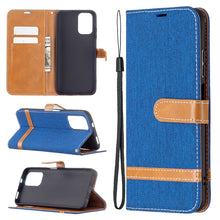Load image into Gallery viewer, Color Matching Denim Texture Horizontal Flip Leather Case with Holder &amp; Card Slots &amp; Wallet &amp; Lanyard, For Xiaomi Redmi Note 10 4G