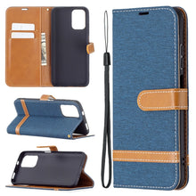 Load image into Gallery viewer, Color Matching Denim Texture Horizontal Flip Leather Case with Holder &amp; Card Slots &amp; Wallet &amp; Lanyard, For Xiaomi Redmi Note 10 4G