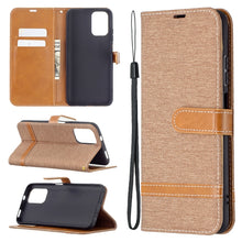 Load image into Gallery viewer, Color Matching Denim Texture Horizontal Flip Leather Case with Holder &amp; Card Slots &amp; Wallet &amp; Lanyard, For Xiaomi Redmi Note 10 4G