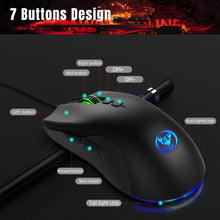 Load image into Gallery viewer, HXSJ A883 7 Keys 6400DPI RGB Light Mechanical Gaming Wired Mouse