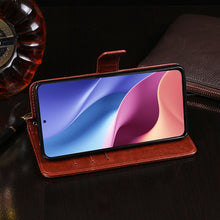 Load image into Gallery viewer, idewei Crazy Horse Texture Horizontal Flip Leather Case with Holder &amp; Card Slots &amp; Wallet, For Xiaomi Poco F3, For ZTE Blade X1 5G