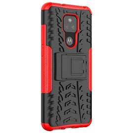Tire Texture Shockproof TPU+PC Protective Case with Holder, For Motorola Moto G Play (2021)
