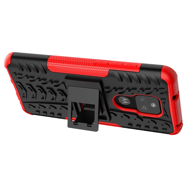 Tire Texture Shockproof TPU+PC Protective Case with Holder, For Motorola Moto G Play (2021)
