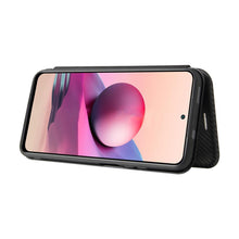Load image into Gallery viewer, Carbon Fiber Texture Magnetic Horizontal Flip TPU + PC + PU Leather Case with Card Slot, For Xiaomi Redmi Note 10, For Xiaomi Redmi Note 10S, For Xiaomi Redmi Note 10 Pro, For Xiaomi Redmi Note 10 Pro Max, For alcatel 1S (2021), For Huawei P50 Pro