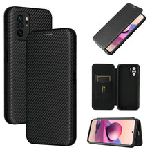 Load image into Gallery viewer, Carbon Fiber Texture Magnetic Horizontal Flip TPU + PC + PU Leather Case with Card Slot, For Xiaomi Redmi Note 10, For Xiaomi Redmi Note 10S, For Xiaomi Redmi Note 10 Pro, For Xiaomi Redmi Note 10 Pro Max, For alcatel 1S (2021), For Huawei P50 Pro