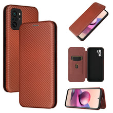 Load image into Gallery viewer, Carbon Fiber Texture Magnetic Horizontal Flip TPU + PC + PU Leather Case with Card Slot, For Xiaomi Redmi Note 10, For Xiaomi Redmi Note 10S, For Xiaomi Redmi Note 10 Pro, For Xiaomi Redmi Note 10 Pro Max, For alcatel 1S (2021), For Huawei P50 Pro