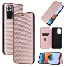 Load image into Gallery viewer, Carbon Fiber Texture Magnetic Horizontal Flip TPU + PC + PU Leather Case with Card Slot, For Xiaomi Redmi Note 10, For Xiaomi Redmi Note 10S, For Xiaomi Redmi Note 10 Pro, For Xiaomi Redmi Note 10 Pro Max, For alcatel 1S (2021), For Huawei P50 Pro