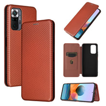 Load image into Gallery viewer, Carbon Fiber Texture Magnetic Horizontal Flip TPU + PC + PU Leather Case with Card Slot, For Xiaomi Redmi Note 10, For Xiaomi Redmi Note 10S, For Xiaomi Redmi Note 10 Pro, For Xiaomi Redmi Note 10 Pro Max, For alcatel 1S (2021), For Huawei P50 Pro