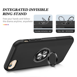 PC + TPU Shockproof Magnetic Protective Case with Invisible Ring Holder, For iPhone 6, For iPhone 6 Plus, For iPhone SE 2022 / SE 2020 / 8 / 7, For iPhone 8 Plus / 7 Plus, For iPhone XS / X, For iPhone XR, For iPhone XS Max, For iPhone 11