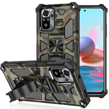 Load image into Gallery viewer, Camouflage Armor Shockproof TPU + PC Magnetic Protective Case with Holder, For Xiaomi Redmi Note 10