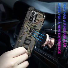 Load image into Gallery viewer, Camouflage Armor Shockproof TPU + PC Magnetic Protective Case with Holder, For Xiaomi Redmi Note 10