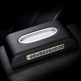Universal Car Tissue Box with Temporary Parking Phone Number Card