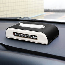 Load image into Gallery viewer, Universal Car Tissue Box with Temporary Parking Phone Number Card