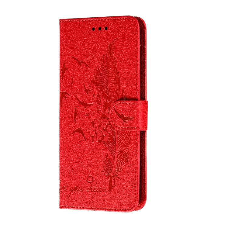 Feather Pattern Litchi Texture Horizontal Flip Leather Case with Holder & Wallet & Card Slots