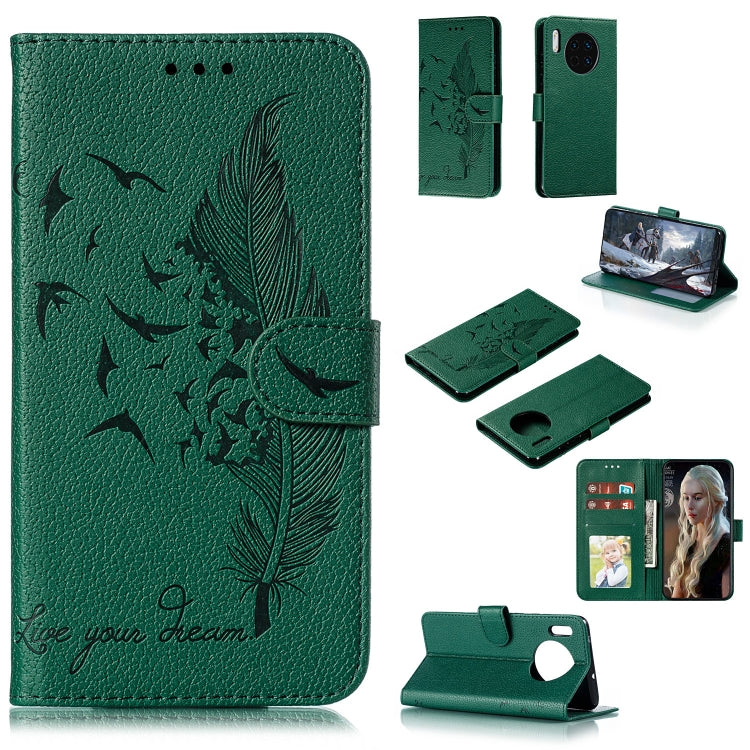 Feather Pattern Litchi Texture Horizontal Flip Leather Case with Holder & Wallet & Card Slots