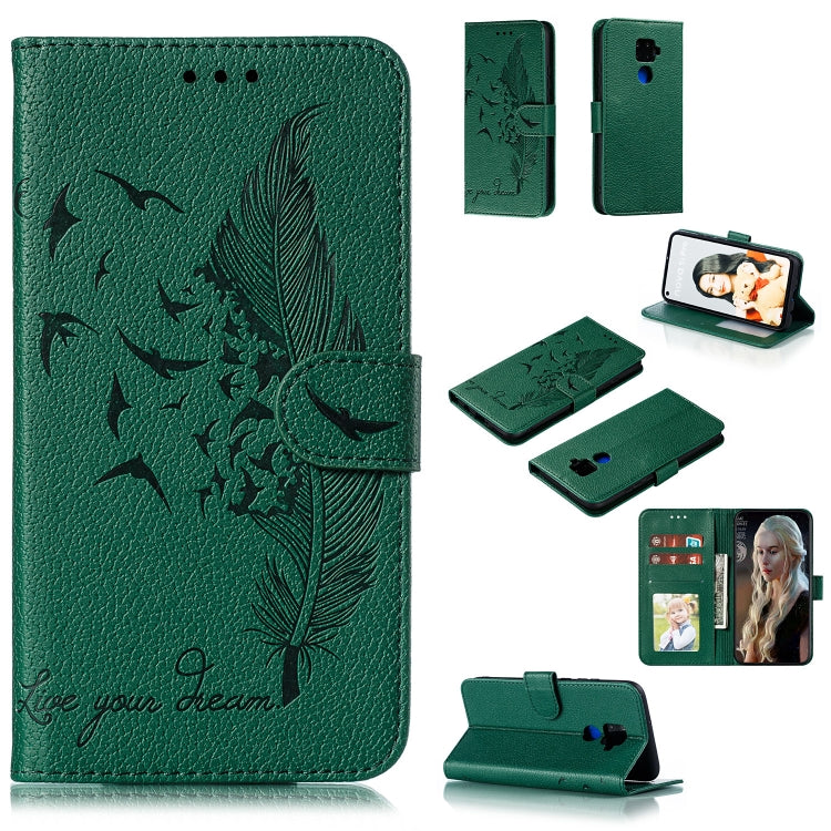 Feather Pattern Litchi Texture Horizontal Flip Leather Case with Holder & Wallet & Card Slots