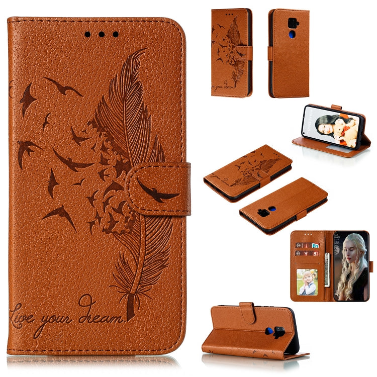 Feather Pattern Litchi Texture Horizontal Flip Leather Case with Holder & Wallet & Card Slots