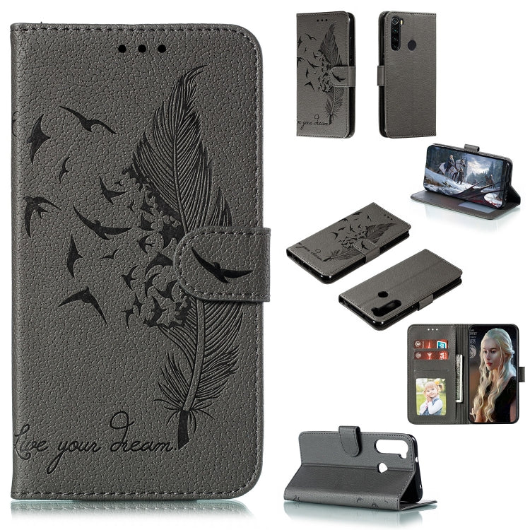 Feather Pattern Litchi Texture Horizontal Flip Leather Case with Holder & Wallet & Card Slots