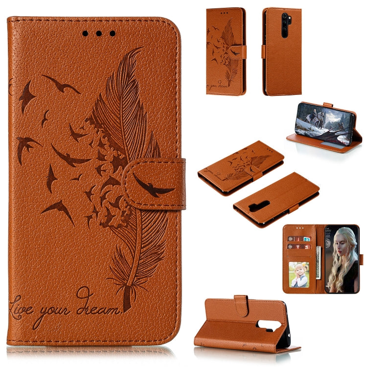 Feather Pattern Litchi Texture Horizontal Flip Leather Case with Holder & Wallet & Card Slots