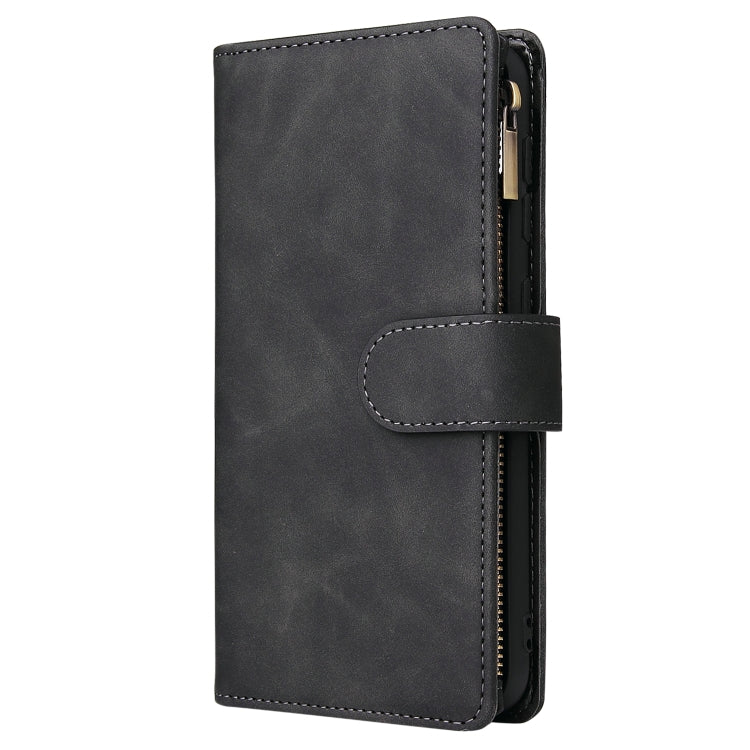 Multifunctional Retro Frosted Horizontal Flip Leather Case with Card Slot & Holder & Zipper Wallet & Photo Frame & Lanyard