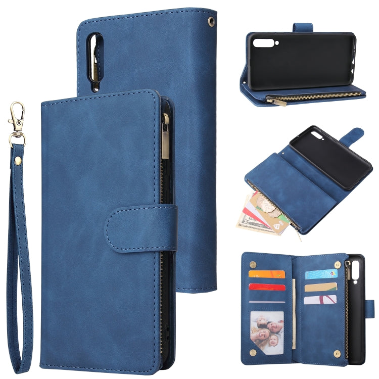 Multifunctional Retro Frosted Horizontal Flip Leather Case with Card Slot & Holder & Zipper Wallet & Photo Frame & Lanyard