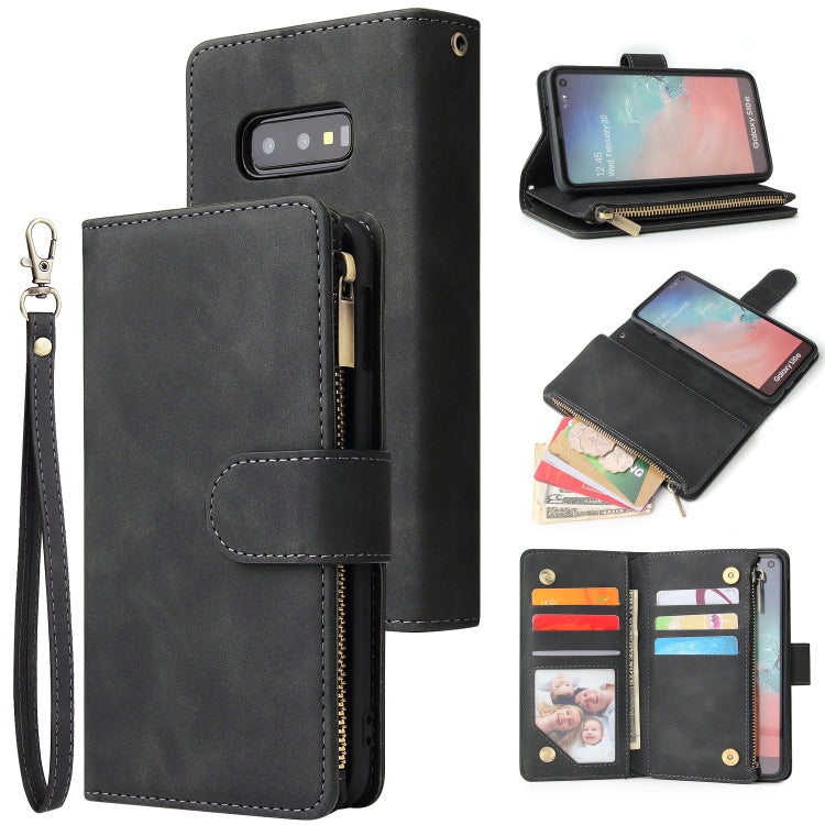 Multifunctional Retro Frosted Horizontal Flip Leather Case with Card Slot & Holder & Zipper Wallet & Photo Frame & Lanyard