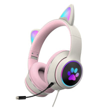 Load image into Gallery viewer, AKZ-022 USB + 3.5mm Port Cat Ear Design Foldable LED Headset with Mic