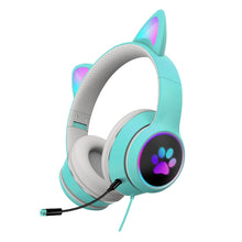 Load image into Gallery viewer, AKZ-022 USB + 3.5mm Port Cat Ear Design Foldable LED Headset with Mic