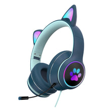 Load image into Gallery viewer, AKZ-022 USB + 3.5mm Port Cat Ear Design Foldable LED Headset with Mic