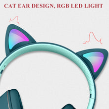 Load image into Gallery viewer, AKZ-022 USB + 3.5mm Port Cat Ear Design Foldable LED Headset with Mic