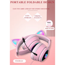 Load image into Gallery viewer, AKZ-022 USB + 3.5mm Port Cat Ear Design Foldable LED Headset with Mic