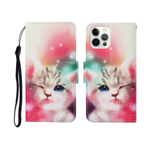 Load image into Gallery viewer, Painted Pattern Horizontal Flip Leathe Case, For iPhone 12 mini, For iPhone 12/12 Pro, For iPhone 12 Pro Max