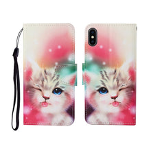 Load image into Gallery viewer, Painted Pattern Horizontal Flip Leathe Case, For iPhone SE (2020)/ 7 /8, For iPhone X, For iPhone XR