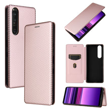 Load image into Gallery viewer, Carbon Fiber Texture Magnetic Horizontal Flip TPU + PC + PU Leather Case with Card Slot, For Asus ROG Phone 5, For Blackview BV6300 Pro, For Samsung Galaxy M62, For Samsung Galaxy F62, For Sony Xperia 1 III