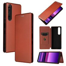 Load image into Gallery viewer, Carbon Fiber Texture Magnetic Horizontal Flip TPU + PC + PU Leather Case with Card Slot, For Asus ROG Phone 5, For Blackview BV6300 Pro, For Samsung Galaxy M62, For Samsung Galaxy F62, For Sony Xperia 1 III