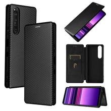 Load image into Gallery viewer, Carbon Fiber Texture Magnetic Horizontal Flip TPU + PC + PU Leather Case with Card Slot, For Asus ROG Phone 5, For Blackview BV6300 Pro, For Samsung Galaxy M62, For Samsung Galaxy F62, For Sony Xperia 1 III