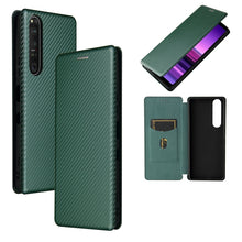 Load image into Gallery viewer, Carbon Fiber Texture Magnetic Horizontal Flip TPU + PC + PU Leather Case with Card Slot, For Asus ROG Phone 5, For Blackview BV6300 Pro, For Samsung Galaxy M62, For Samsung Galaxy F62, For Sony Xperia 1 III