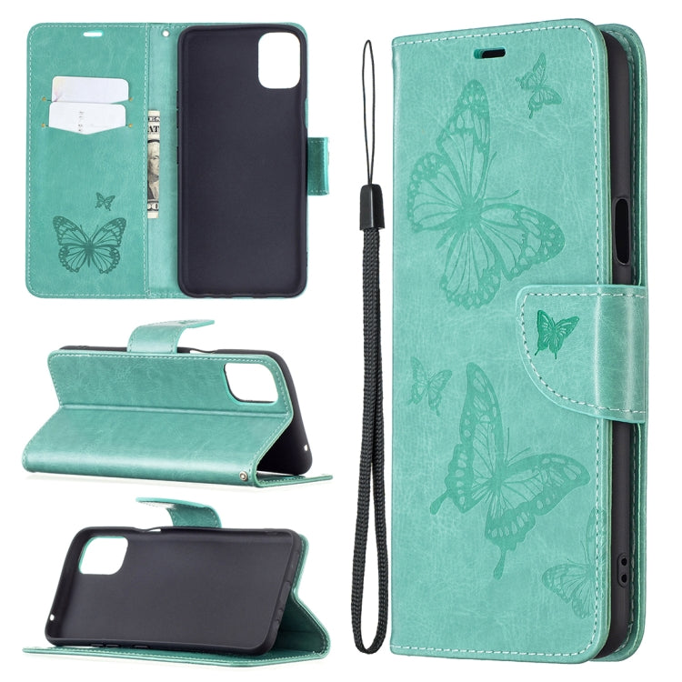 Two Butterflies Embossing Pattern Horizontal Flip Leather Case with Holder & Card Slot & Wallet & Lanyard, For LG K42, For Xiaomi Redmi Note 10 Pro, For Huawei P50, For Huawei P50 Pro, For Samsung Galaxy A32 4G