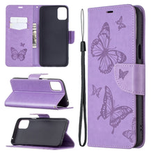 Load image into Gallery viewer, Two Butterflies Embossing Pattern Horizontal Flip Leather Case with Holder &amp; Card Slot &amp; Wallet &amp; Lanyard, For LG K42, For Xiaomi Redmi Note 10 Pro, For Huawei P50, For Huawei P50 Pro, For Samsung Galaxy A32 4G