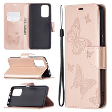 Load image into Gallery viewer, Two Butterflies Embossing Pattern Horizontal Flip Leather Case with Holder &amp; Card Slot &amp; Wallet &amp; Lanyard, For LG K42, For Xiaomi Redmi Note 10 Pro, For Huawei P50, For Huawei P50 Pro, For Samsung Galaxy A32 4G