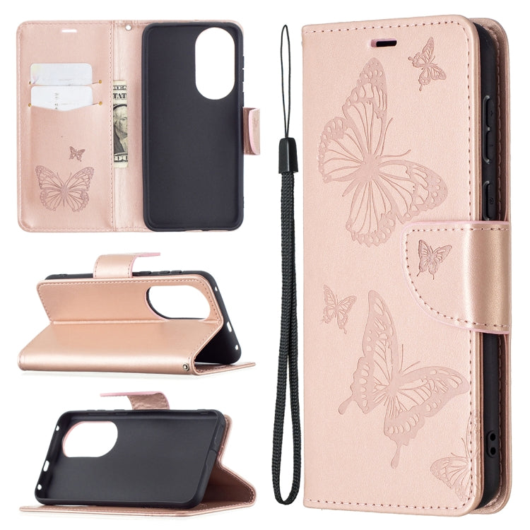 Two Butterflies Embossing Pattern Horizontal Flip Leather Case with Holder & Card Slot & Wallet & Lanyard, For LG K42, For Xiaomi Redmi Note 10 Pro, For Huawei P50, For Huawei P50 Pro, For Samsung Galaxy A32 4G