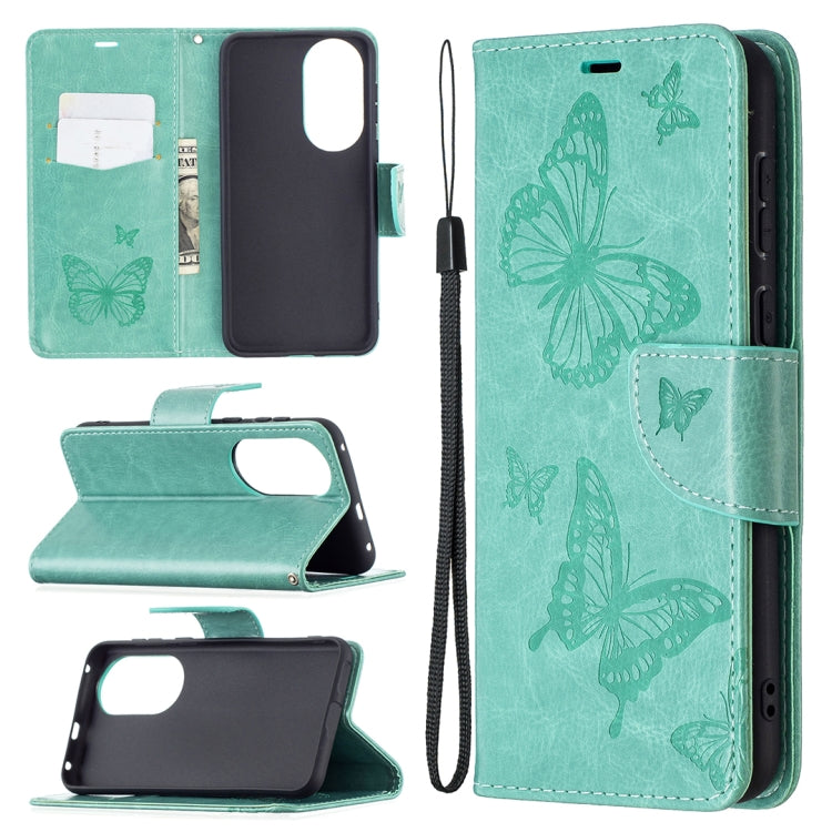 Two Butterflies Embossing Pattern Horizontal Flip Leather Case with Holder & Card Slot & Wallet & Lanyard, For LG K42, For Xiaomi Redmi Note 10 Pro, For Huawei P50, For Huawei P50 Pro, For Samsung Galaxy A32 4G