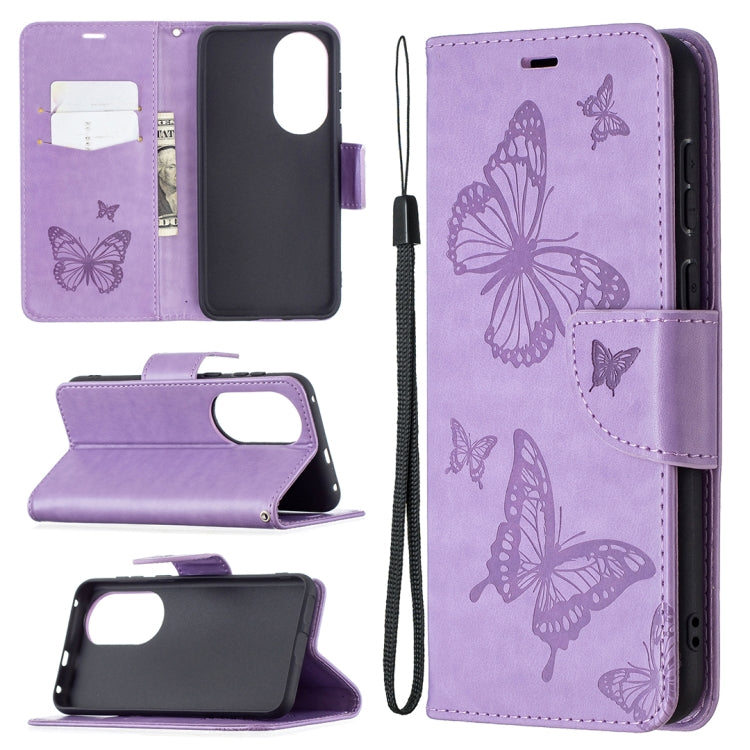 Two Butterflies Embossing Pattern Horizontal Flip Leather Case with Holder & Card Slot & Wallet & Lanyard, For LG K42, For Xiaomi Redmi Note 10 Pro, For Huawei P50, For Huawei P50 Pro, For Samsung Galaxy A32 4G
